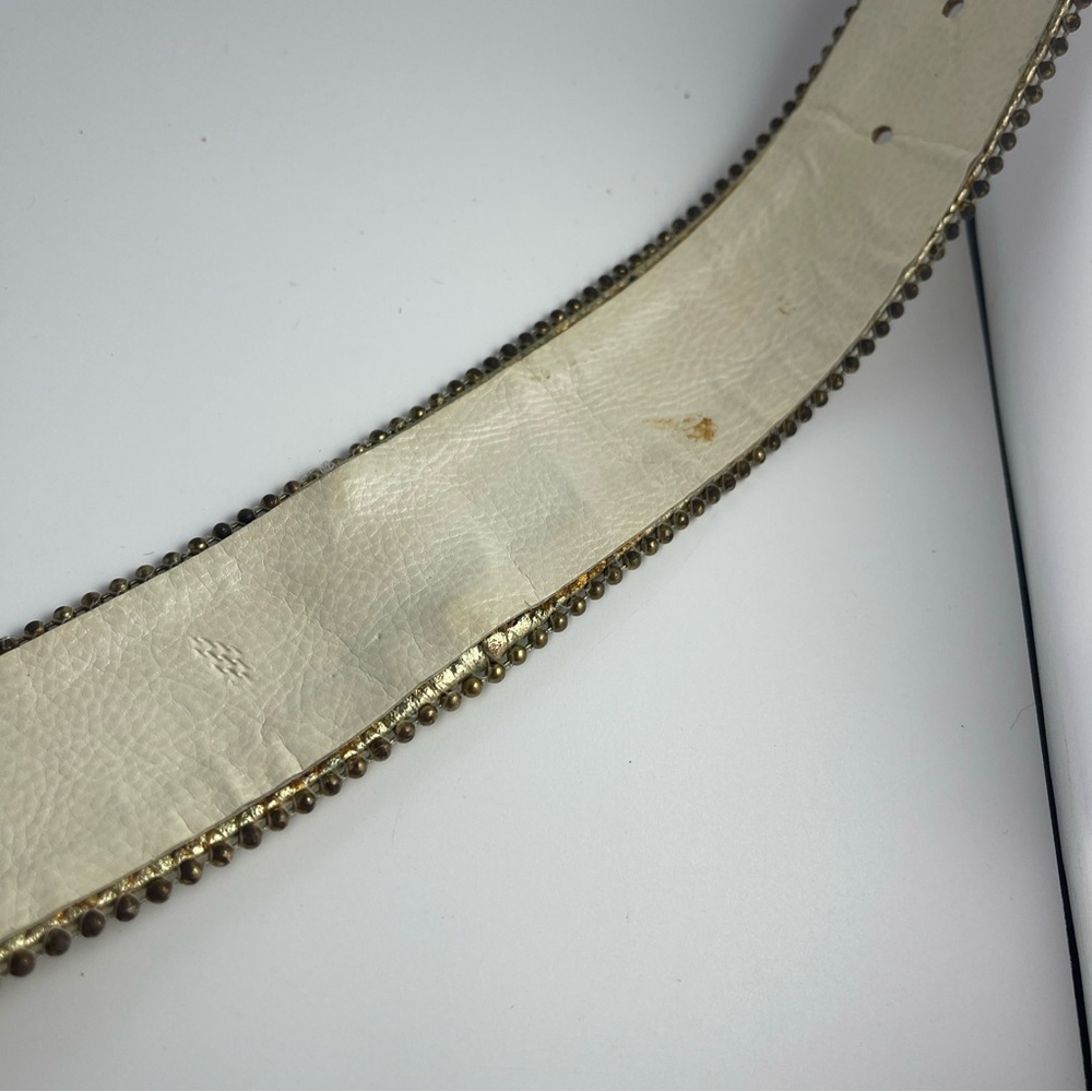 Leatherock Vintage Jeweled Gold Leather Rhinestone Belt Size S - Picture 8 of 16